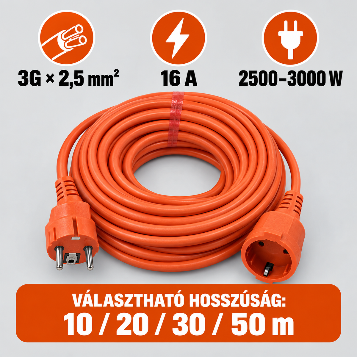 HOSSZABBÍTÓ KÁBEL 3G × 2,5 mm²