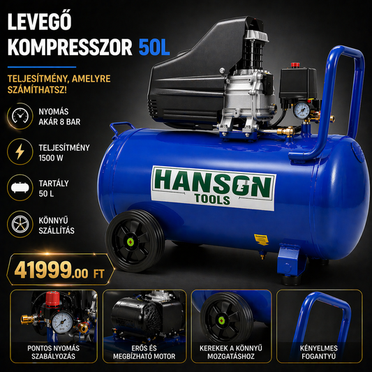HANSON 50L KOMPRESSZOR KÉT KIMENETTEL