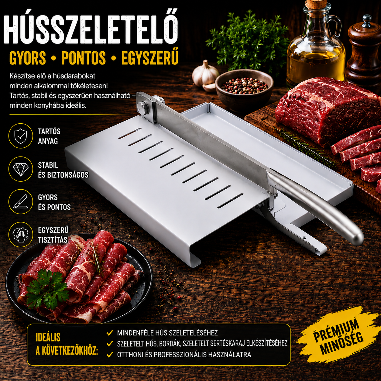 HÚSSZELETELŐ ROZSDAMENTES ACÉL PENGÉVEL