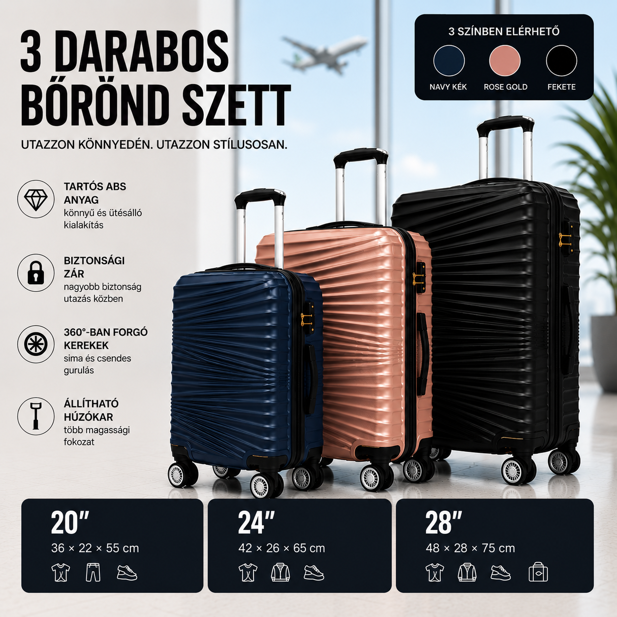 3 RÉSZES UTAZÓBŐRÖND SZETT