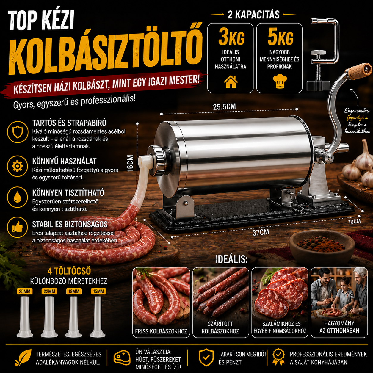 VÍZSZINTES TÍPUS KOLBÁSZHOZ