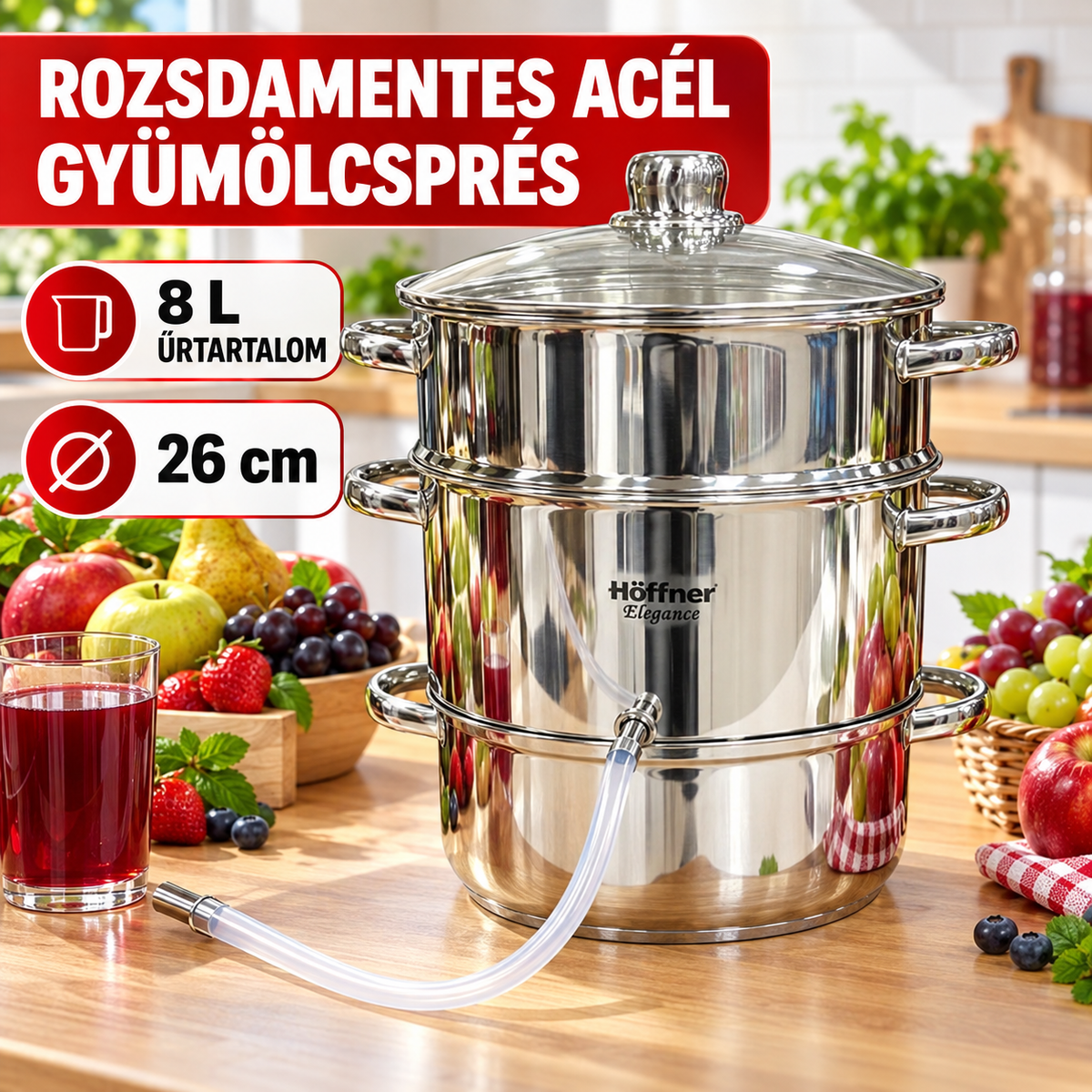 XXL 8 L-ES GŐZÖS GYÜMÖLCSLÉ-KÉSZÍTŐ