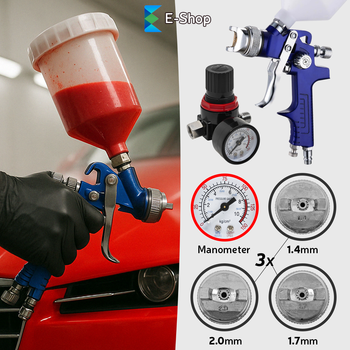 FESTÉKSPRAY PIJSZTOLY 3 FÚVÓKÁVAL