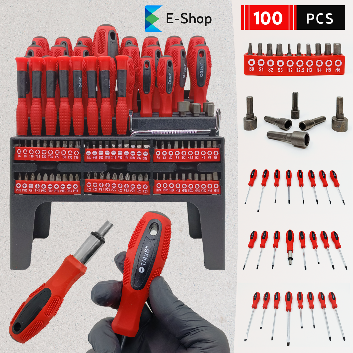 100 DARABOS CSAVARHÚZÓ ÉS BIRTOK KÉSZLET